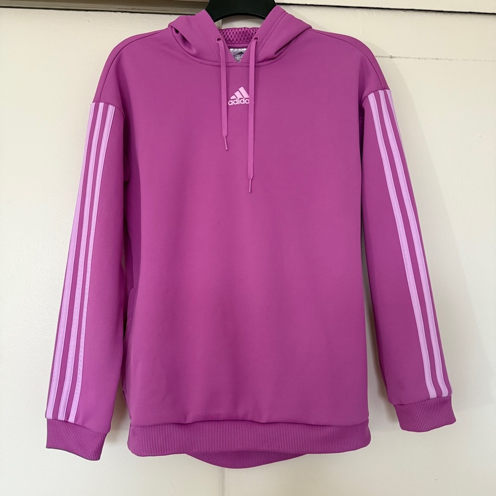 adidas Pink Hoodie with White Stripes